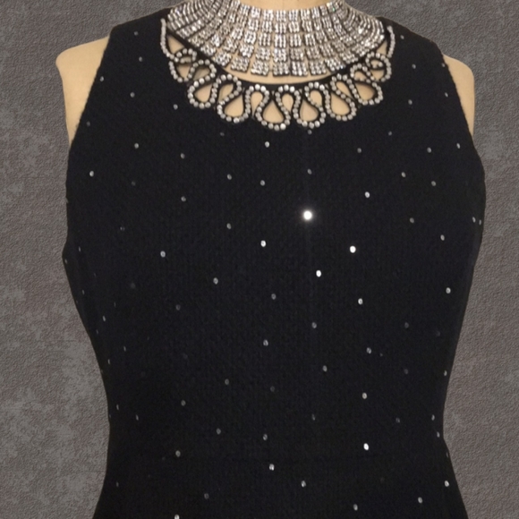 INC Black Tweed Vintage Glamour Sequin Embellished Wool Dress - Picture 8 of 9